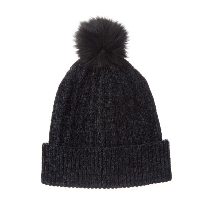 Isotoner Chenille Cuff Mens Pom Pom Beanie