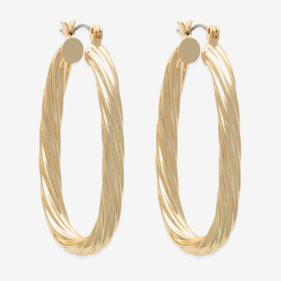 Bold Elements Gold Tone 30.1mm Hoop Earrings