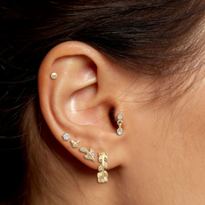 Mixit Hypoallergenic Gold Tone Stud Cubic Zirconia Gold Tone 5 Pair Earring Set