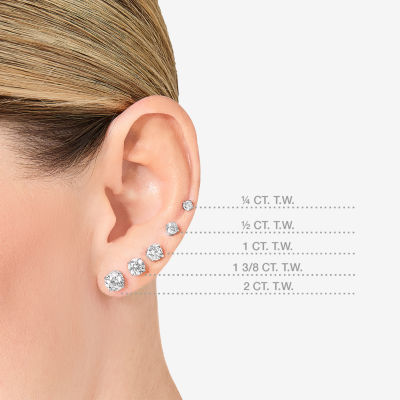 Premier Collection 1 CT. T.W. Natural Diamond Round-cut Stud Earrings in 14K Gold