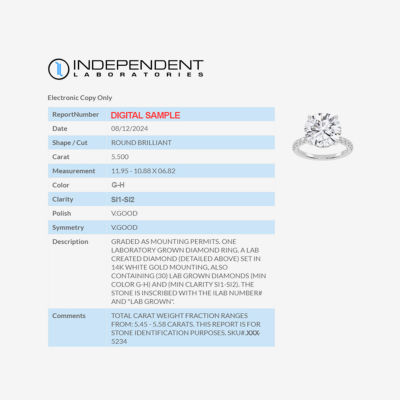 (G-H / Si1-Si2) Womens 5 1/2 CT. T.W. Lab Grown White Diamond 14K White Gold Round Side Stone Engagement Ring