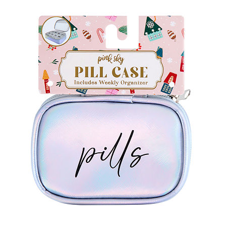 Pink Sky Travel Pill Case Gift, One Size, Silver