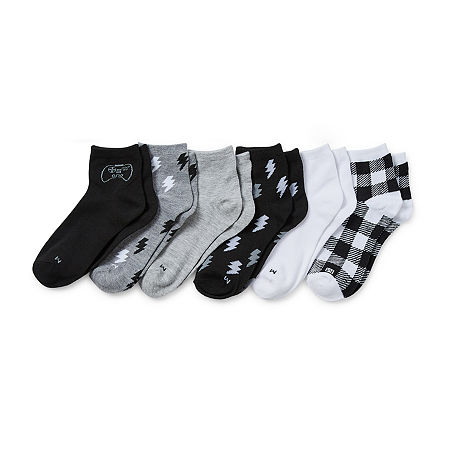 Thereabouts Little & Big Boys 10 Pair Quarter Ankle Socks, Medium, Black