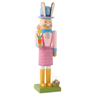 Linden Street Flower Bunny Wood Nutcracker