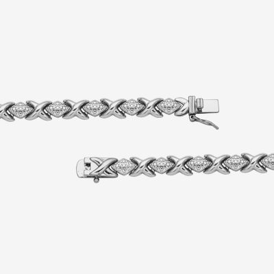 Sparkle Allure Womens Natural White Diamond Accent Pure Silver Over Bronze 7.25 Inch Tennis Bracelet