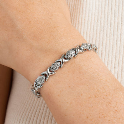 Sparkle Allure Womens Natural White Diamond Accent Pure Silver Over Bronze 7.25 Inch Tennis Bracelet