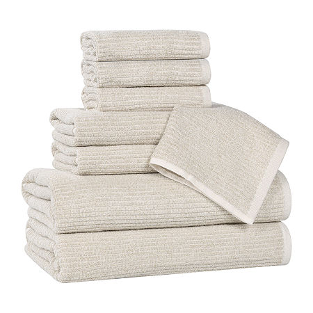 Superior Destin Collection | 80% Cotton 20% Viscose 8-pc. Quick Dry Solid Bath Towel Set In Sand