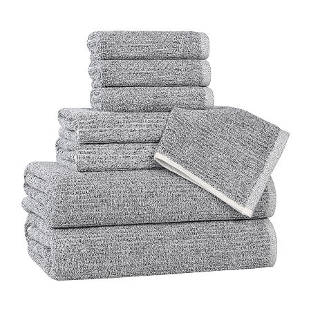 Superior Destin Collection | 80% Cotton 20% Viscose 8-pc. Quick Dry Solid Bath Towel Set In Black