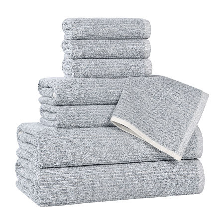Superior Destin Collection | 80% Cotton 20% Viscose 8-pc. Quick Dry Solid Bath Towel Set In Blue