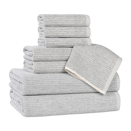 Superior Destin Collection | 80% Cotton 20% Viscose 8-pc. Quick Dry Solid Bath Towel Set In Silver