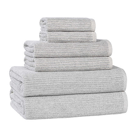 Superior Destin Collection | 80% Cotton 20% Viscose 6-pc. Quick Dry Bath Towel Set In Silver