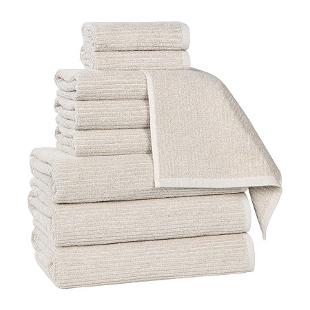 Superior Destin Collection | 80% Cotton 20% Viscose 9-pc. Quick Dry Chevron Bath Towel Set In Sand