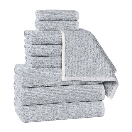 Superior Destin Collection | 80% Cotton 20% Viscose 9-pc. Quick Dry Chevron Bath Towel Set In Blue