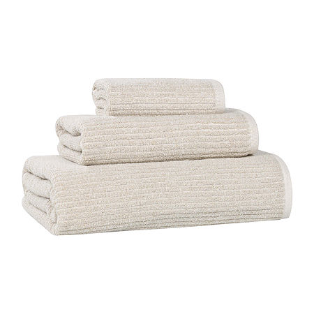 Superior Destin Collection | 80% Cotton 20% Viscose 3-pc. Quick Dry Solid Bath Towel Set In Sand