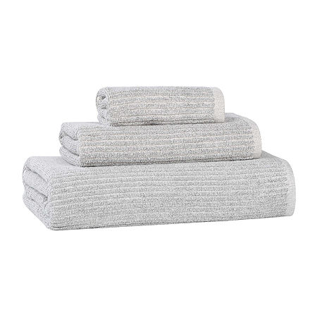 Superior Destin Collection | 80% Cotton 20% Viscose 3-pc. Quick Dry Solid Bath Towel Set In Silver