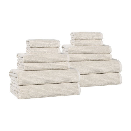 Superior Destin Collection | 80% Cotton 20% Viscose 12-pc. Quick Dry Solid Bath Towel Set In Sand