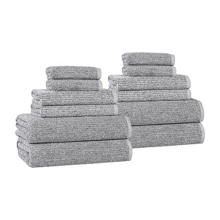 Superior Destin Collection | 80% Cotton 20% Viscose 12-pc. Quick Dry Solid Bath Towel Set In Black