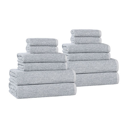 Superior Destin Collection | 80% Cotton 20% Viscose 12-pc. Quick Dry Solid Bath Towel Set In Blue