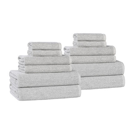 Superior Destin Collection | 80% Cotton 20% Viscose 12-pc. Quick Dry Solid Bath Towel Set In Silver