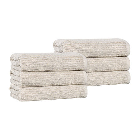 Superior Destin Collection | 80% Cotton 20% Viscose 6-pc. Geometric Hand Towel In Sand