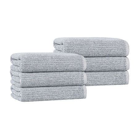 Superior Destin Collection | 80% Cotton 20% Viscose 6-pc. Geometric Hand Towel In Blue