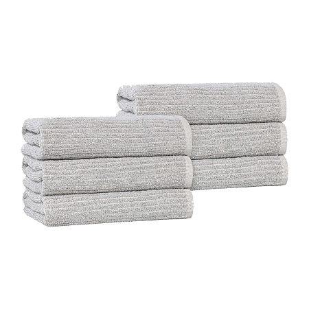 Superior Destin Collection | 80% Cotton 20% Viscose 6-pc. Geometric Hand Towel In Silver