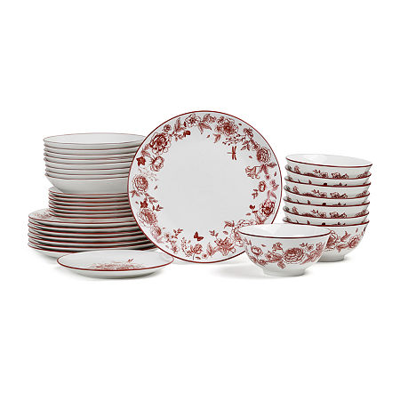 Stone Lain Esme 8-pc. Porcelain Dinnerware Set In Red