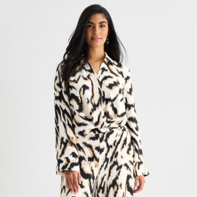 Bold Elements Womens Y Neck Long Sleeve Blouse