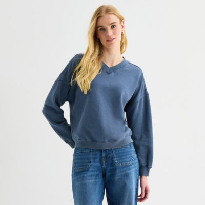 a.n.a Womens V Neck Long Sleeve Sweatshirt