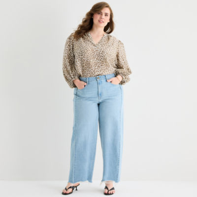 a.n.a Womens Plus Mid Rise Barrel Jean