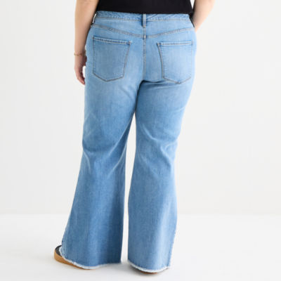 a.n.a Womens Plus Mid Rise Flare Leg Jean