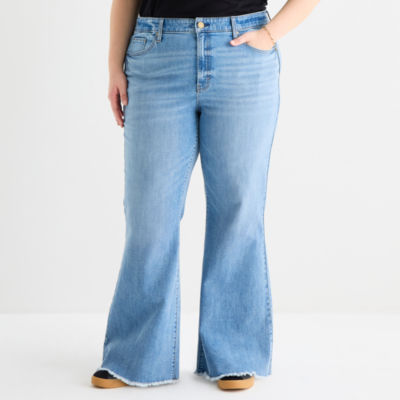 a.n.a Womens Plus Mid Rise Flare Leg Jean