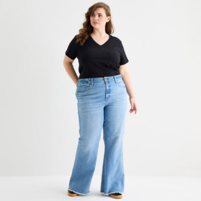 a.n.a Womens Plus Mid Rise Flare Leg Jean