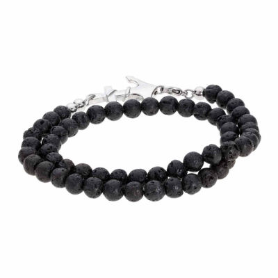 Mens Black Stainless Steel Wrap Bracelet