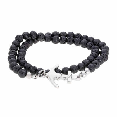 Mens Black Stainless Steel Wrap Bracelet