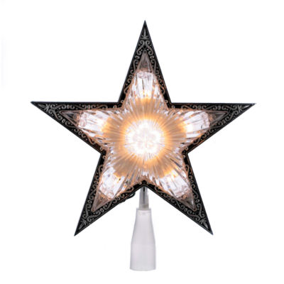 Kurt Adler 11" Laser Clear Double Sided Lighted Star " Christmas Tree Topper
