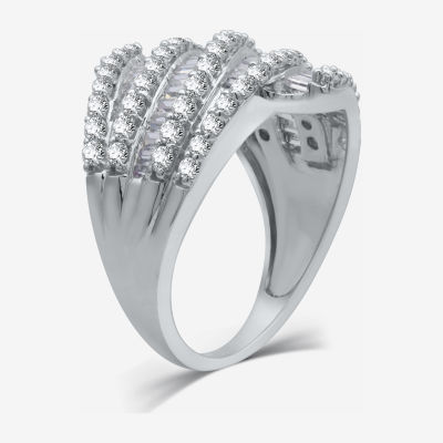 (H-I / I1) Womens 2 CT. T.W. Lab Grown White Diamond 10K White Gold Band