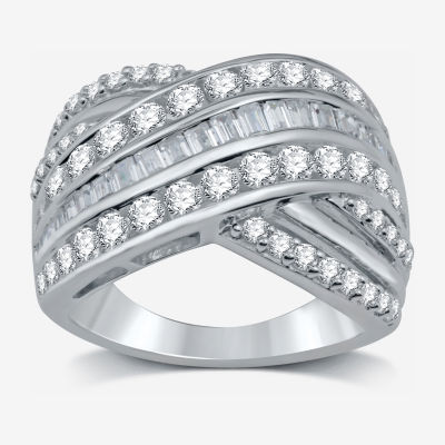 (H-I / I1) Womens 2 CT. T.W. Lab Grown White Diamond 10K White Gold Band