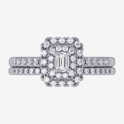 Womens / CT. T.W. Mined White Diamond 10K Gold Side Stone Halo Bridal Set