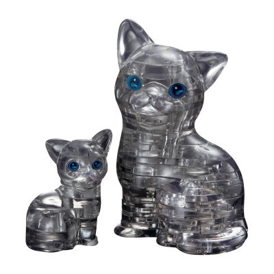 BePuzzled 3D Crystal Puzzle - Cat & Kitten (Black): 49 Pcs