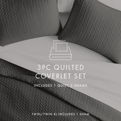Casual Comfort Premium Ultra Soft Herringbone Pattern Quilted Coverlet Set