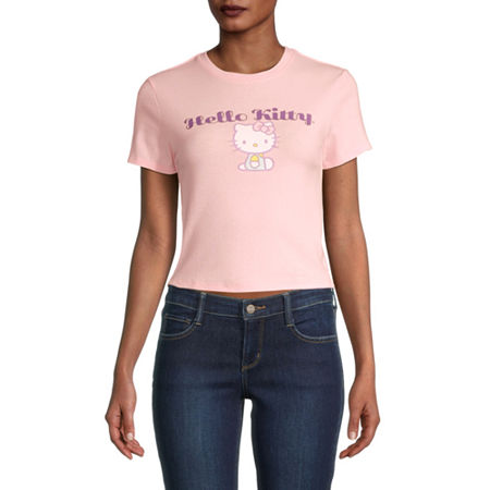  Juniors Hello Kitty Womens Crew Neck Short Sleeve Baby Graphic T-Shirt