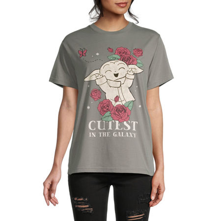  Juniors Grogu Womens Crew Neck Short Sleeve Star Wars Graphic T-Shirt