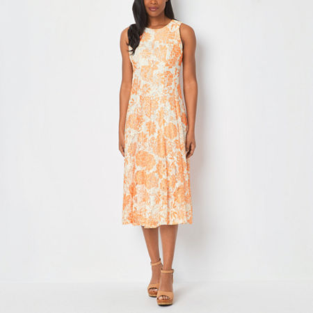 danny & nicole sleeveless floral fit & flare dress Danny & Nicole Womens V Neck Short Sleeve Ruffled Paisley Fit + Flare Dress,  Color: Ivory Lipstick