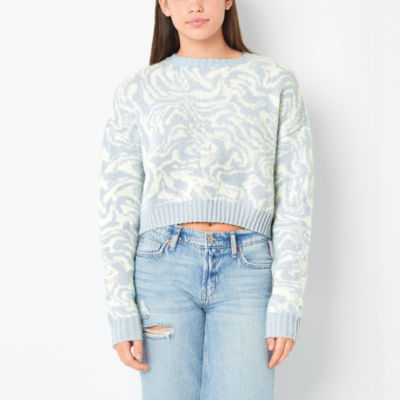 Arizona Juniors Womens Crew Neck Long Sleeve Pullover Sweater, Color: Pale  Lilac Combo - JCPenney