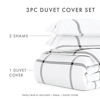 Casual Comfort Grid Patterned Duvet Cover Set