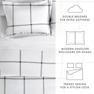 Casual Comfort Grid Patterned Duvet Cover Set