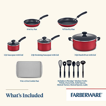Farberware Dishwasher Safe Nonstick 15-Piece Cookware Set, Black