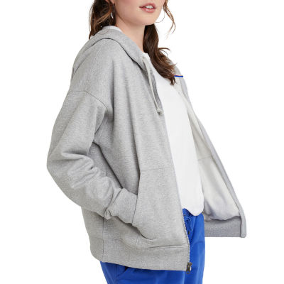 Hanes Originals Women's Fleece Zip Up Hoodie, Color: Light Steel - JCPenney