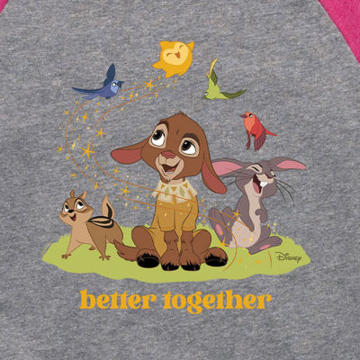 Disney Collection Little & Big Girls Crew Neck 3/4 Sleeve Wish Graphic T-Shirt